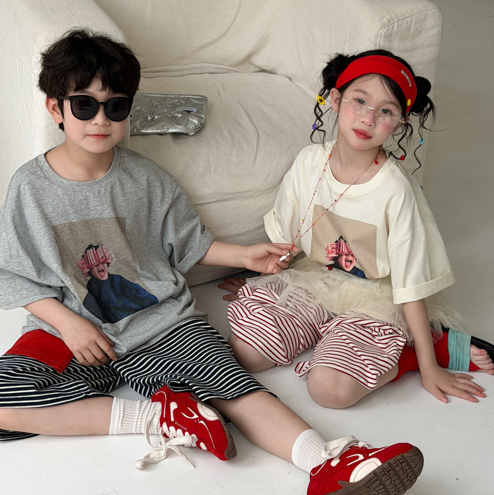 【100-150】フロントプリントTシャツ
