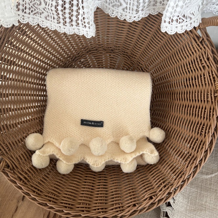 ポンポンデザインマフラー