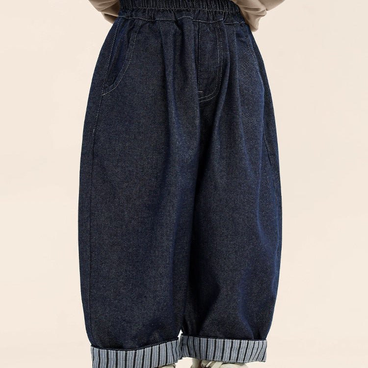 【90-140】ストライプデザインロングパンツ