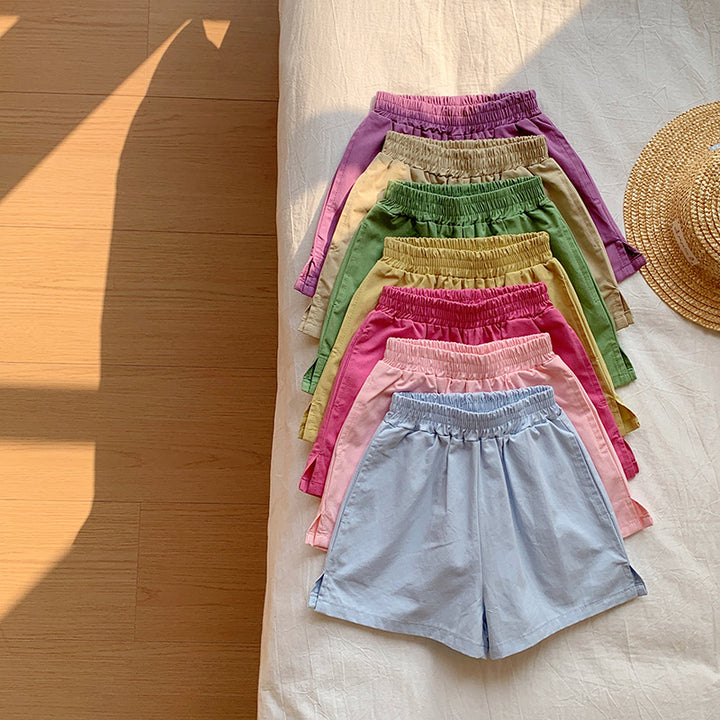 【90-150】カラーシンプルショートパンツ
