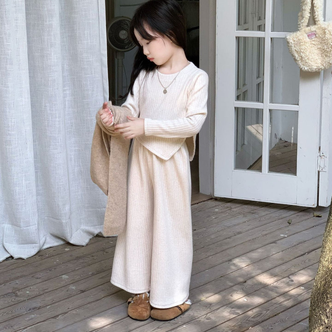 【90-150】アシンメトリー長袖トップス×ロングパンツセット