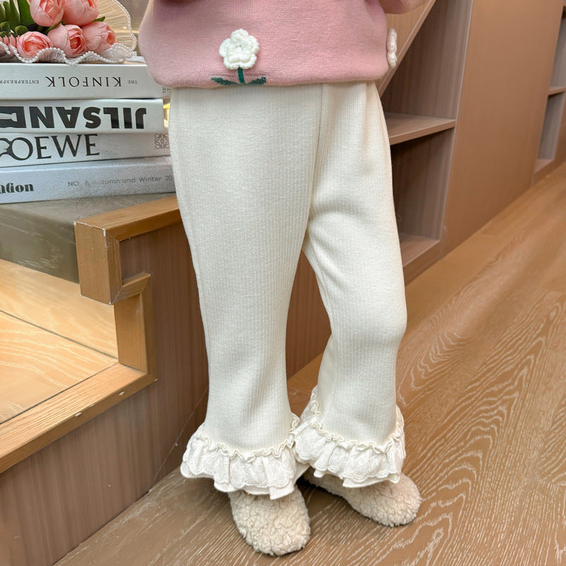 【90-140】レースヘムフレアロングパンツ