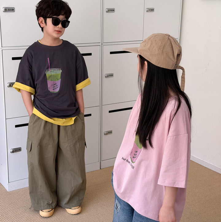 【100-150】抹茶ドリンクデザインTシャツ