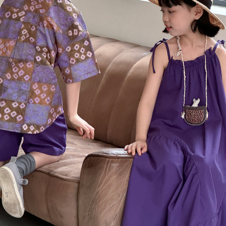 【90-150】柄シャツ×ハーフパンツセット