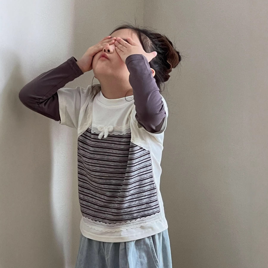 【90-140】キャミレイヤード風Tシャツ