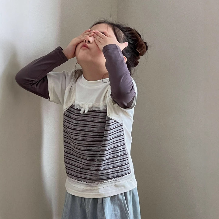 【90-140】キャミレイヤード風Tシャツ