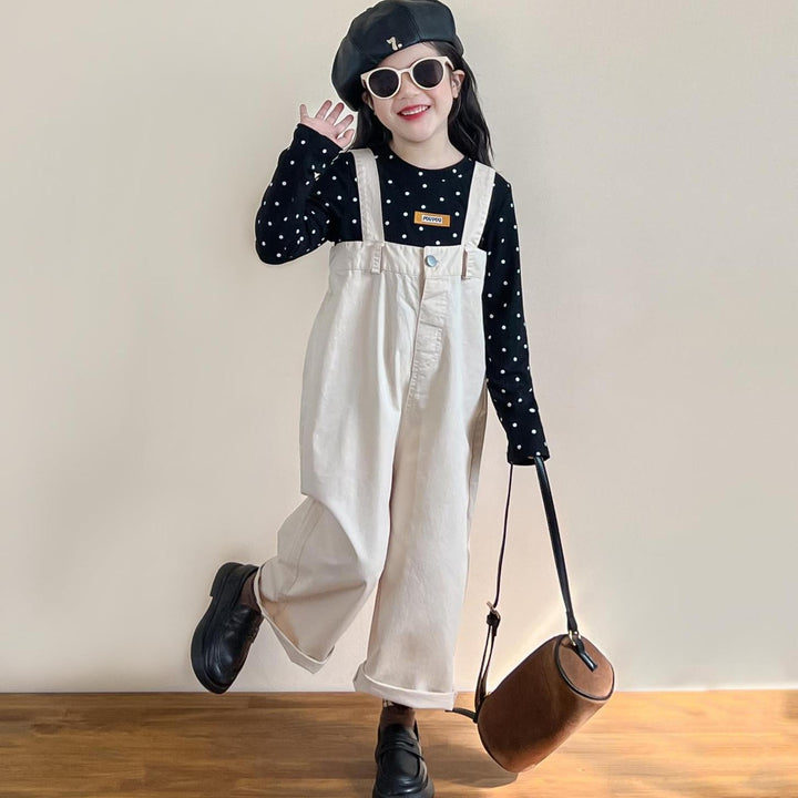 【90-140】ドット柄長袖トップス