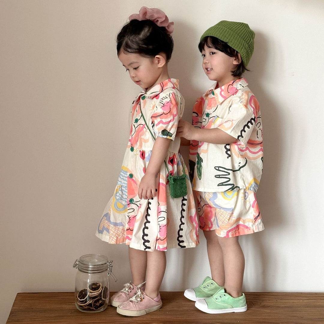 【80-150】カラフルキュートデザインワンピース