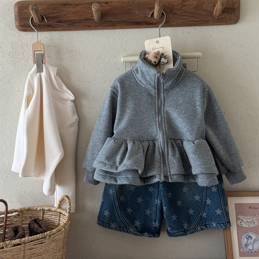 【90-140】ハイネックティアードフルジップトップス