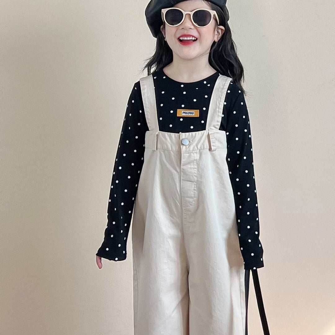 【90-140】ドット柄長袖トップス