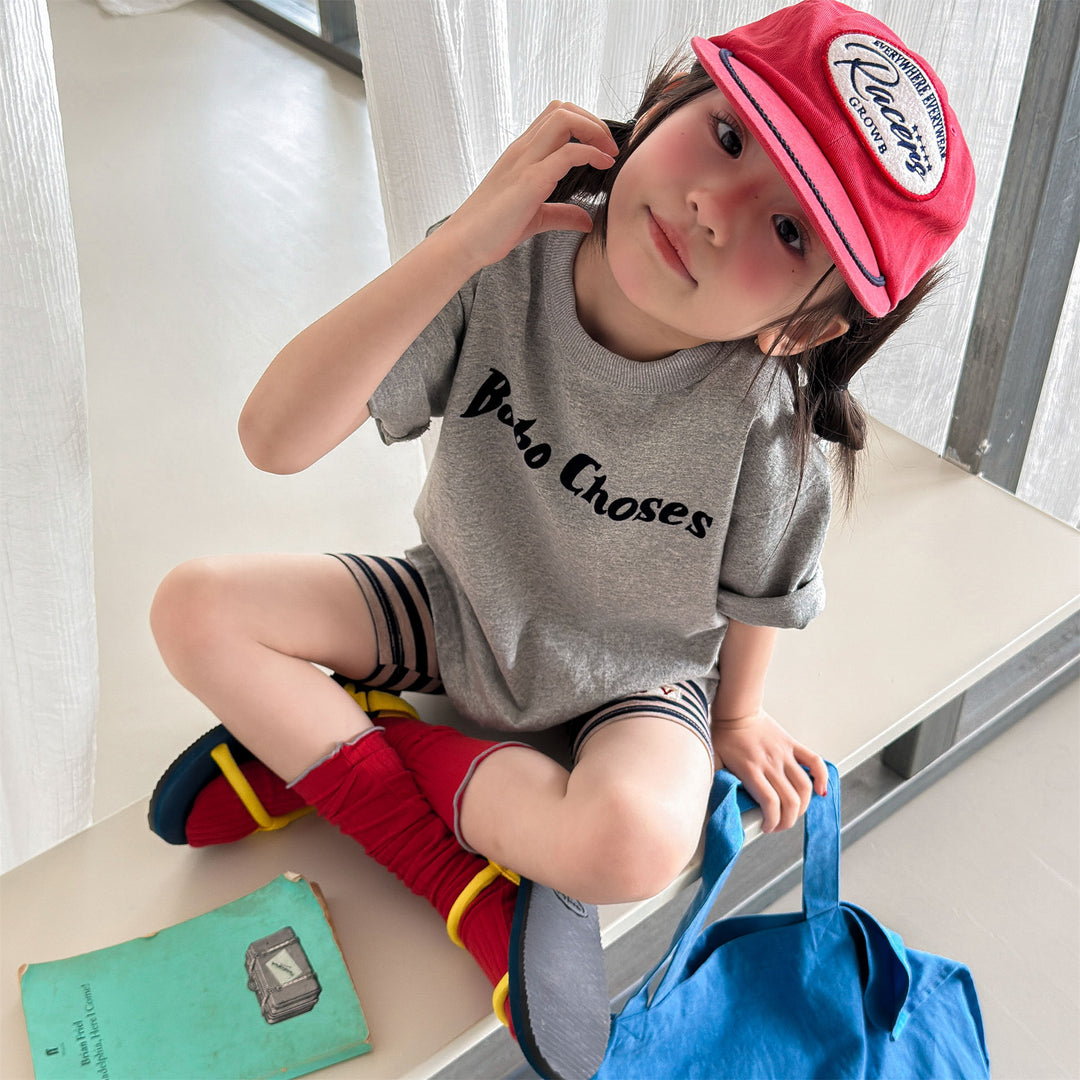 【80-130】英字ロゴプリントTシャツ