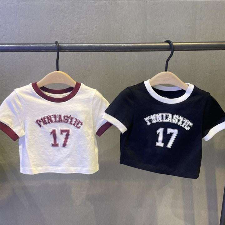 【90-140】カジュアルショート丈Tシャツ