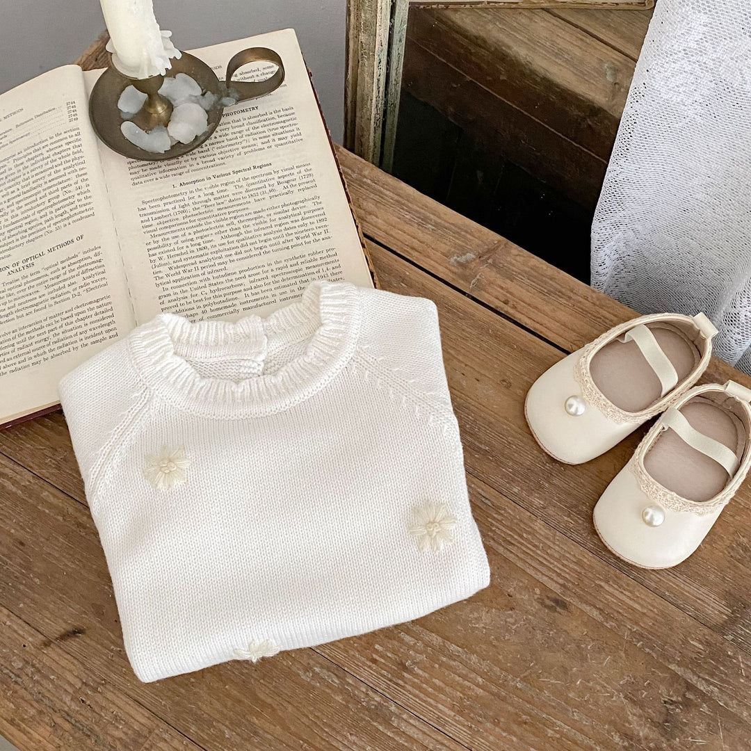 【73-90】花柄長袖ニットロンパース