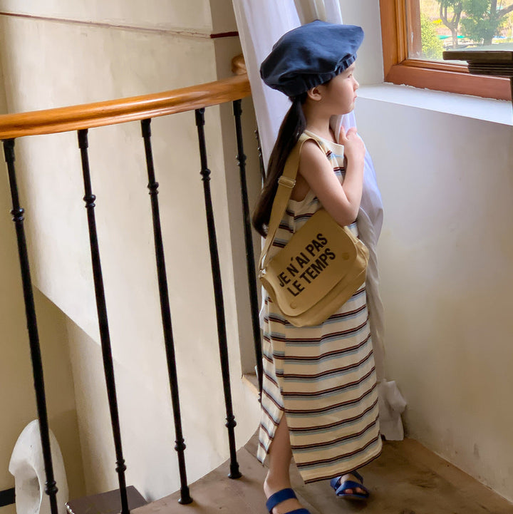 【80-150】マルチボーダーノースリープワンピース