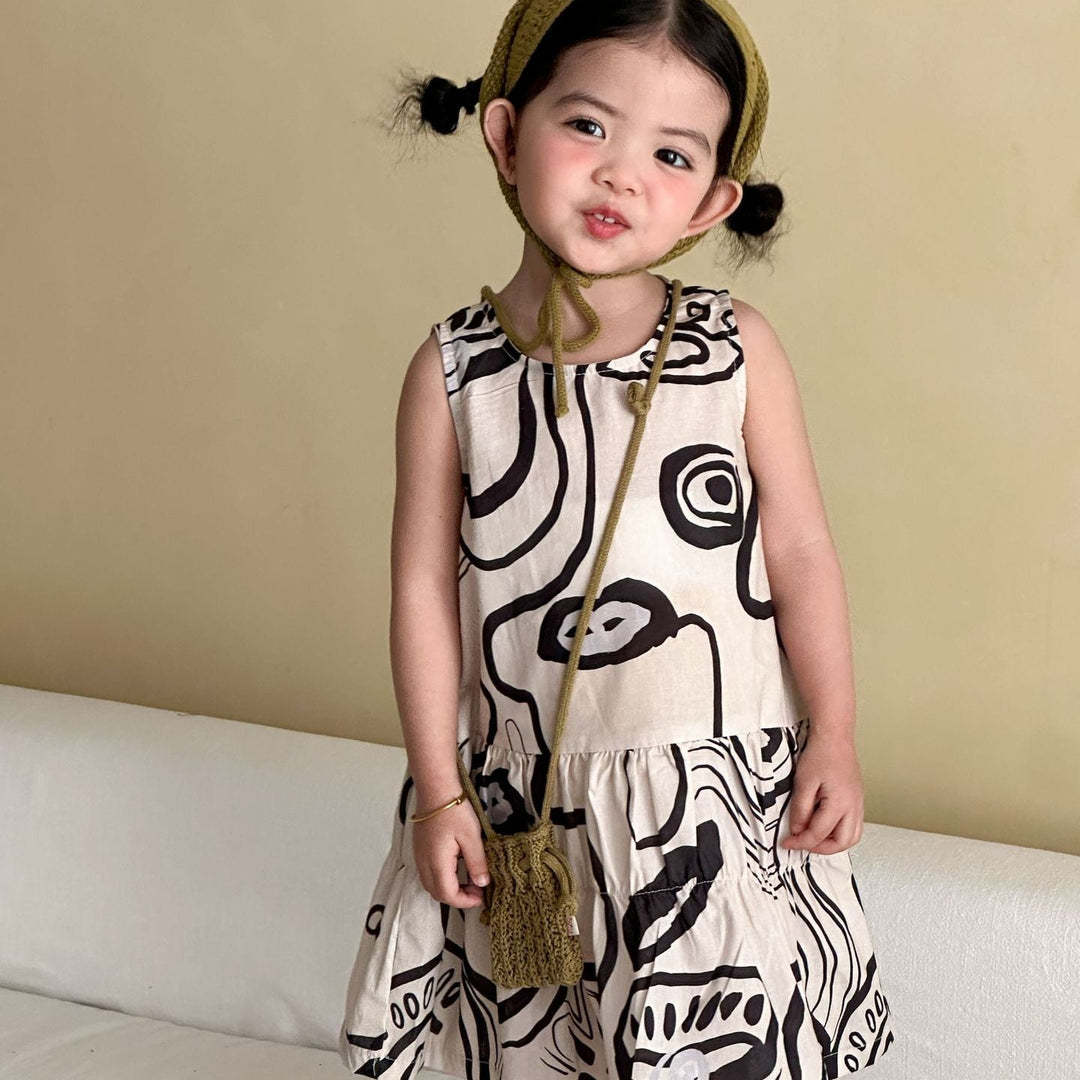 【80-150】総柄ノースリーブワンピース