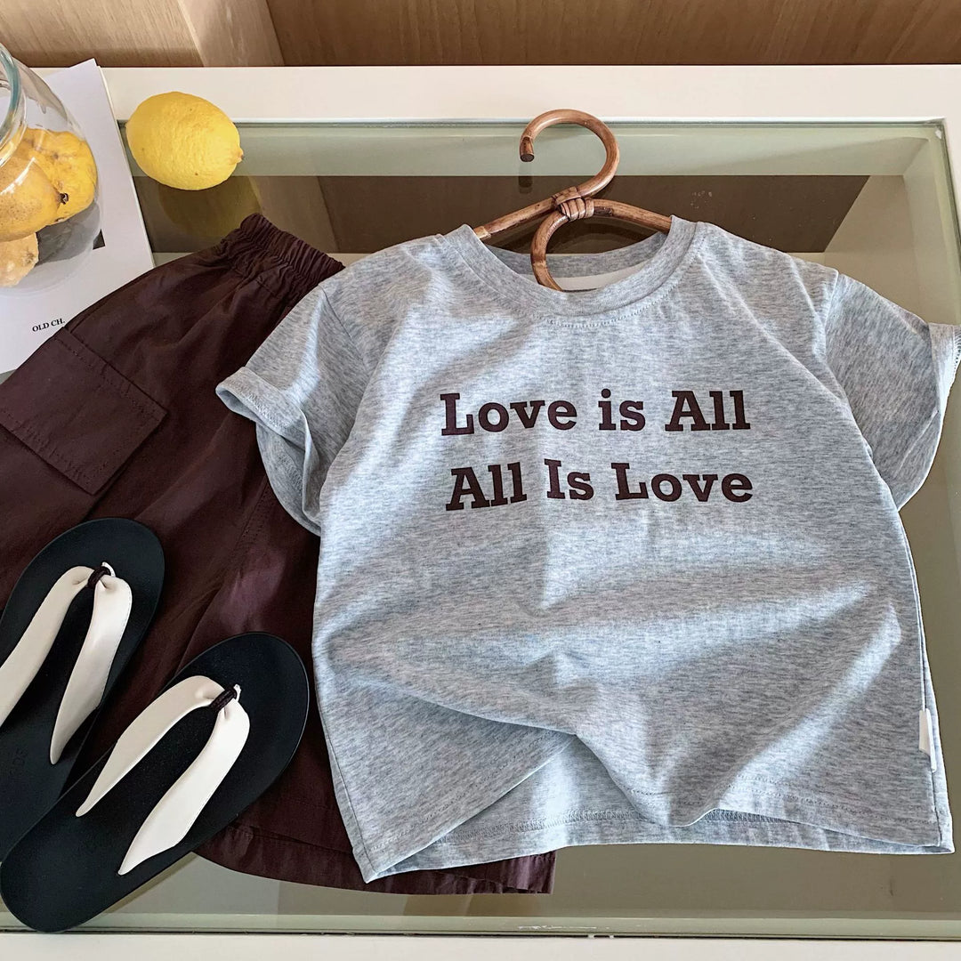 【90-140】英字ロゴTシャツ×ハーフパンツセット