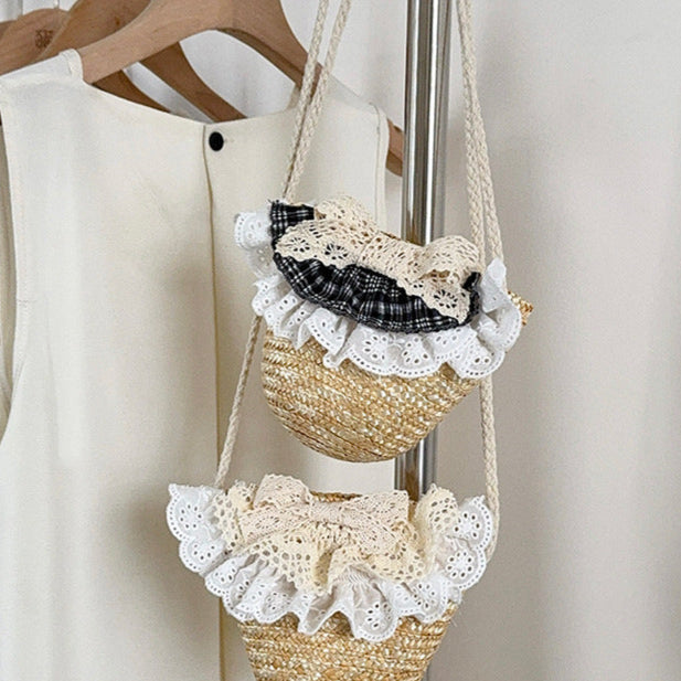レースリボン＆フリルショルダーかごバッグ｜ELMO-こども服エルモ
