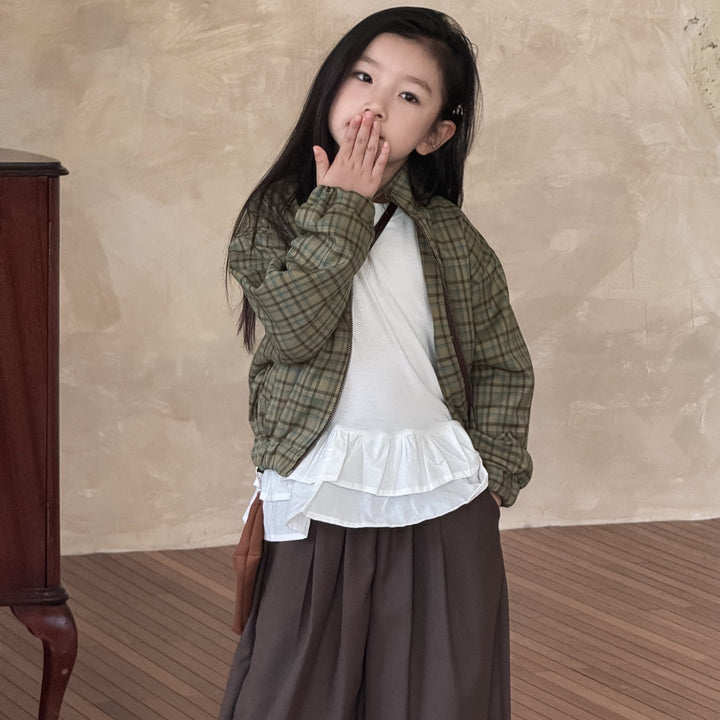 【90-150】フリルティアードヘム長袖トップス