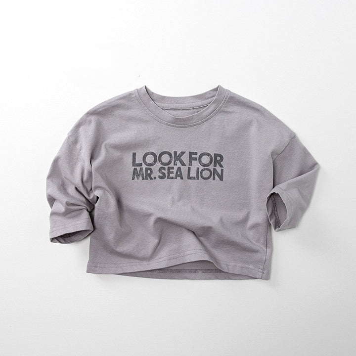 【80-130】ロゴデザイン長袖Tシャツ