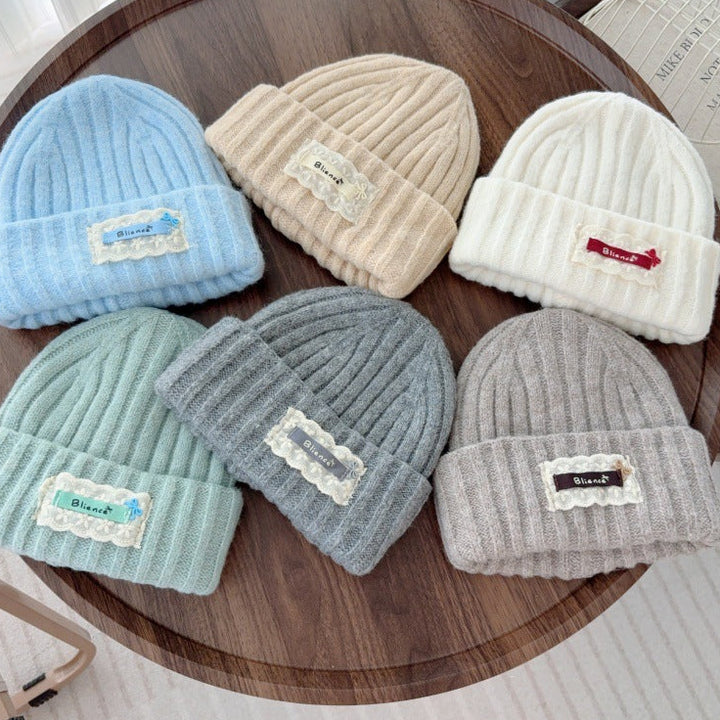 【48-52cm】レースワンポイントニット帽