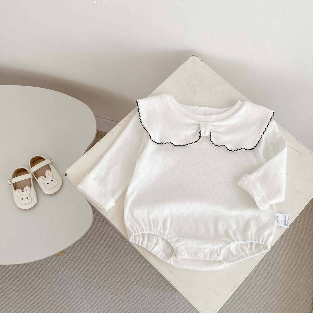 【73-90】デザインカラー長袖ロンパース