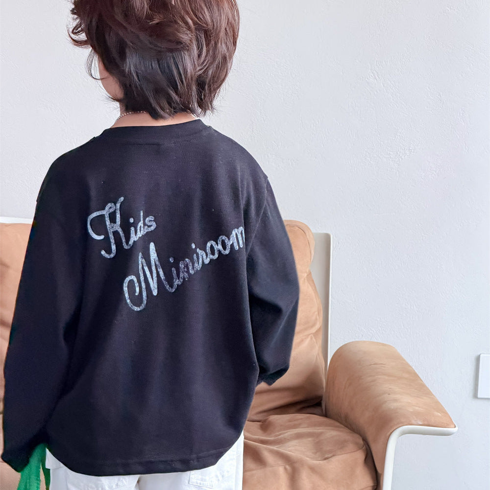 【90-150】英字デザインカジュアルロンT