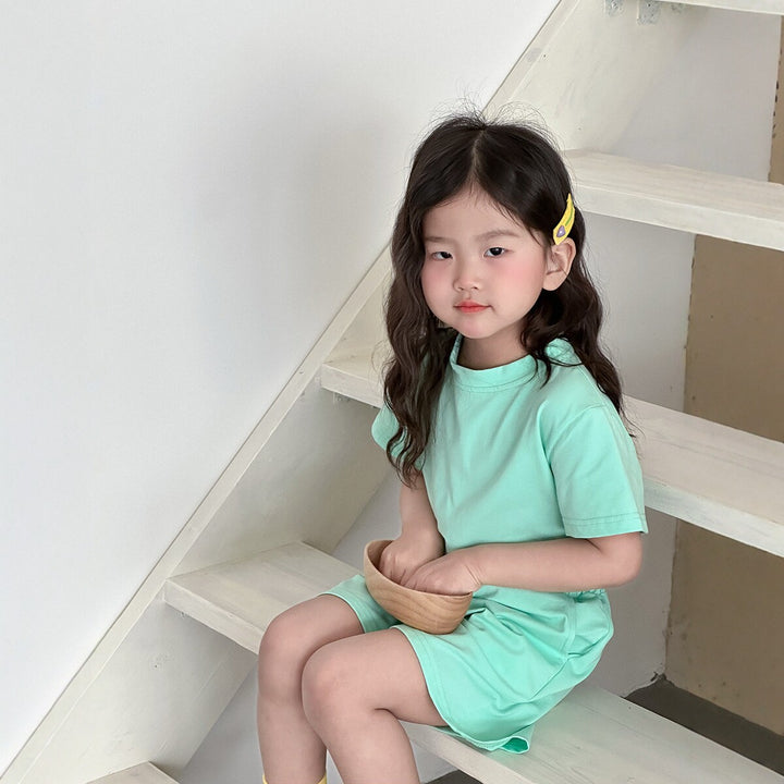 【90-150】シンプルTシャツ×ハーフパンツセット