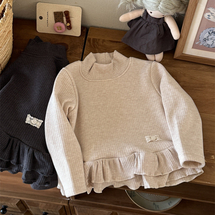 【90-140】ハイネックティアードヘムトップス