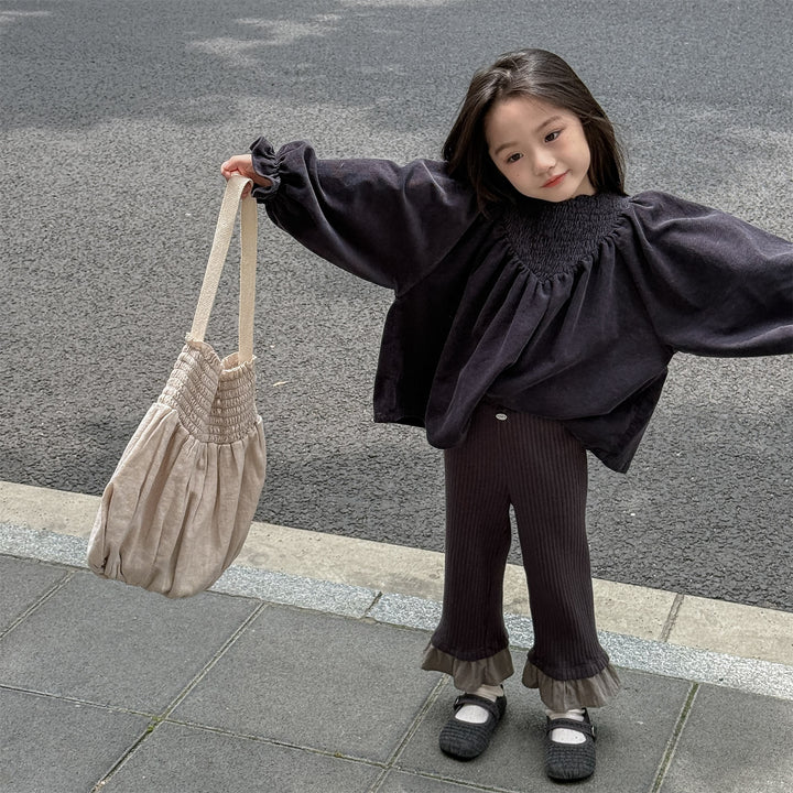 【80-130】フリルヘムリブロングパンツ