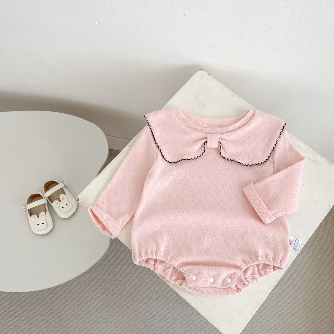 【73-90】デザインカラー長袖ロンパース