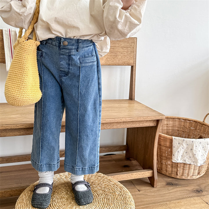 【80-130】センタープレスデニムパンツ
