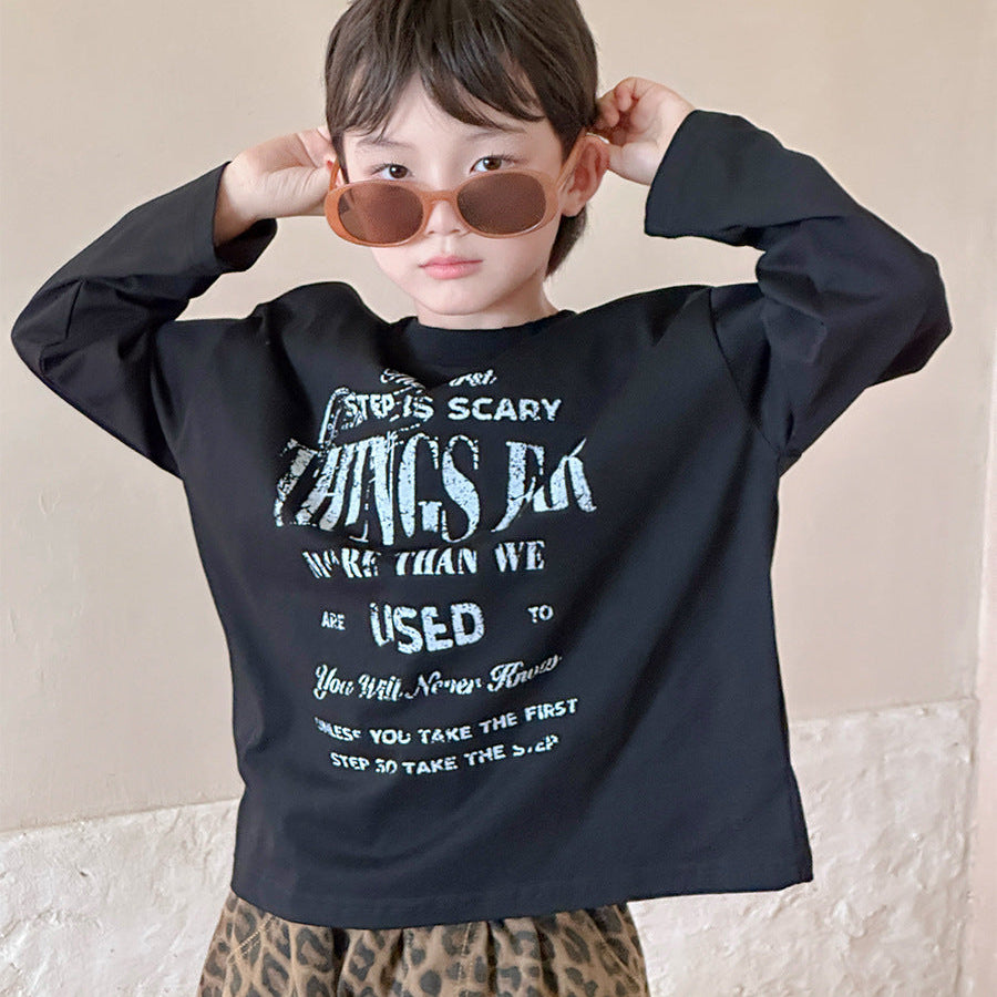 【90-150】フロントロゴ長袖Tシャツ