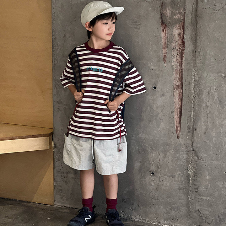 【120-150】ボーダーリラックスTシャツ