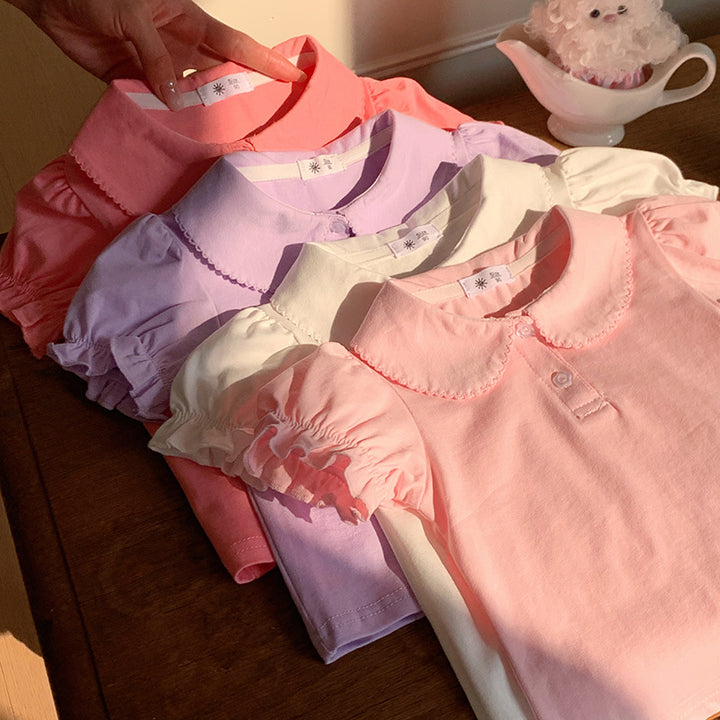 【90-140】パフスリーブポロシャツ