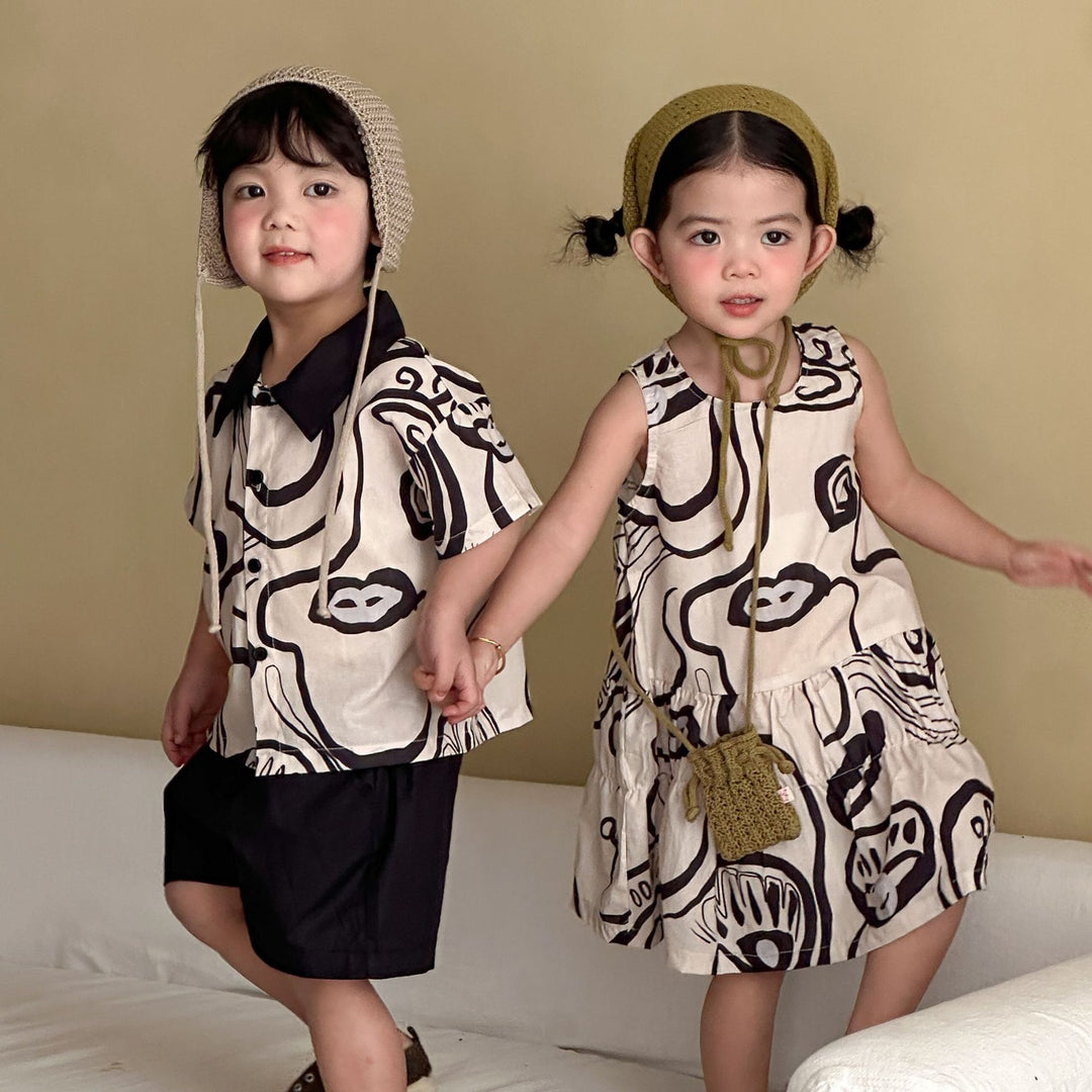 【80-150】総柄ノースリーブワンピース