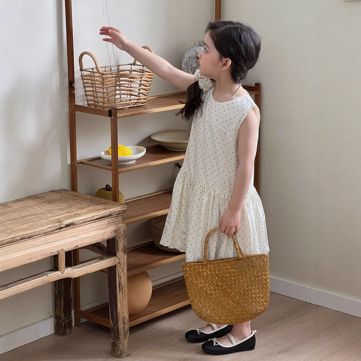 【90-140】ドット柄デザイン切替ワンピース