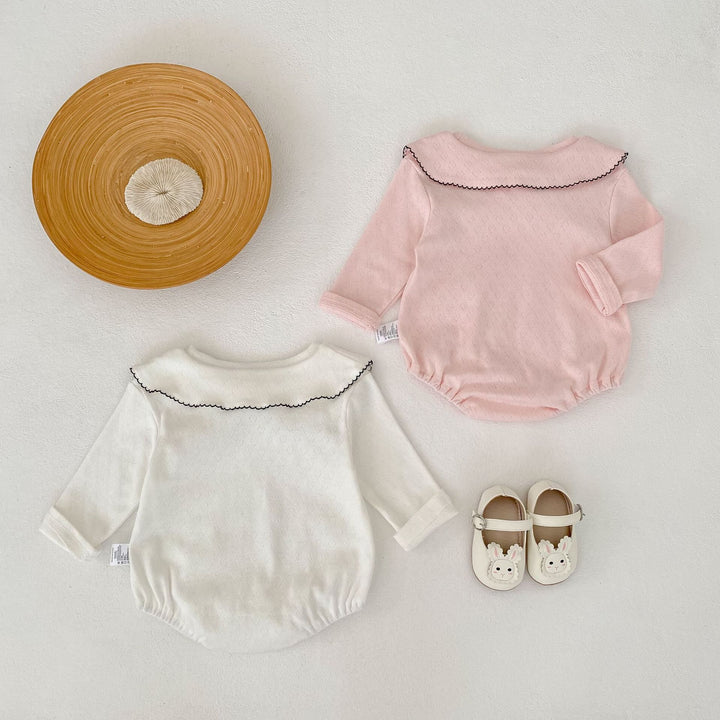 【73-90】デザインカラー長袖ロンパース