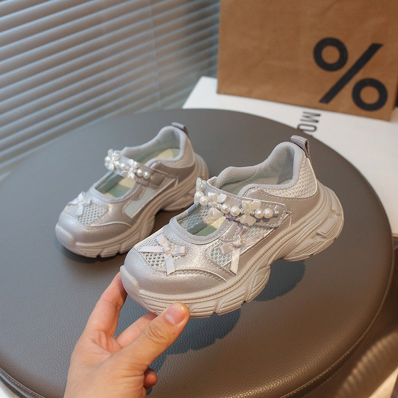 【16.5-22.0】デコラティブデザインメッシュシューズ