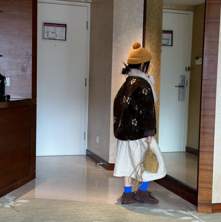 【100-150】花柄ボアジャケット