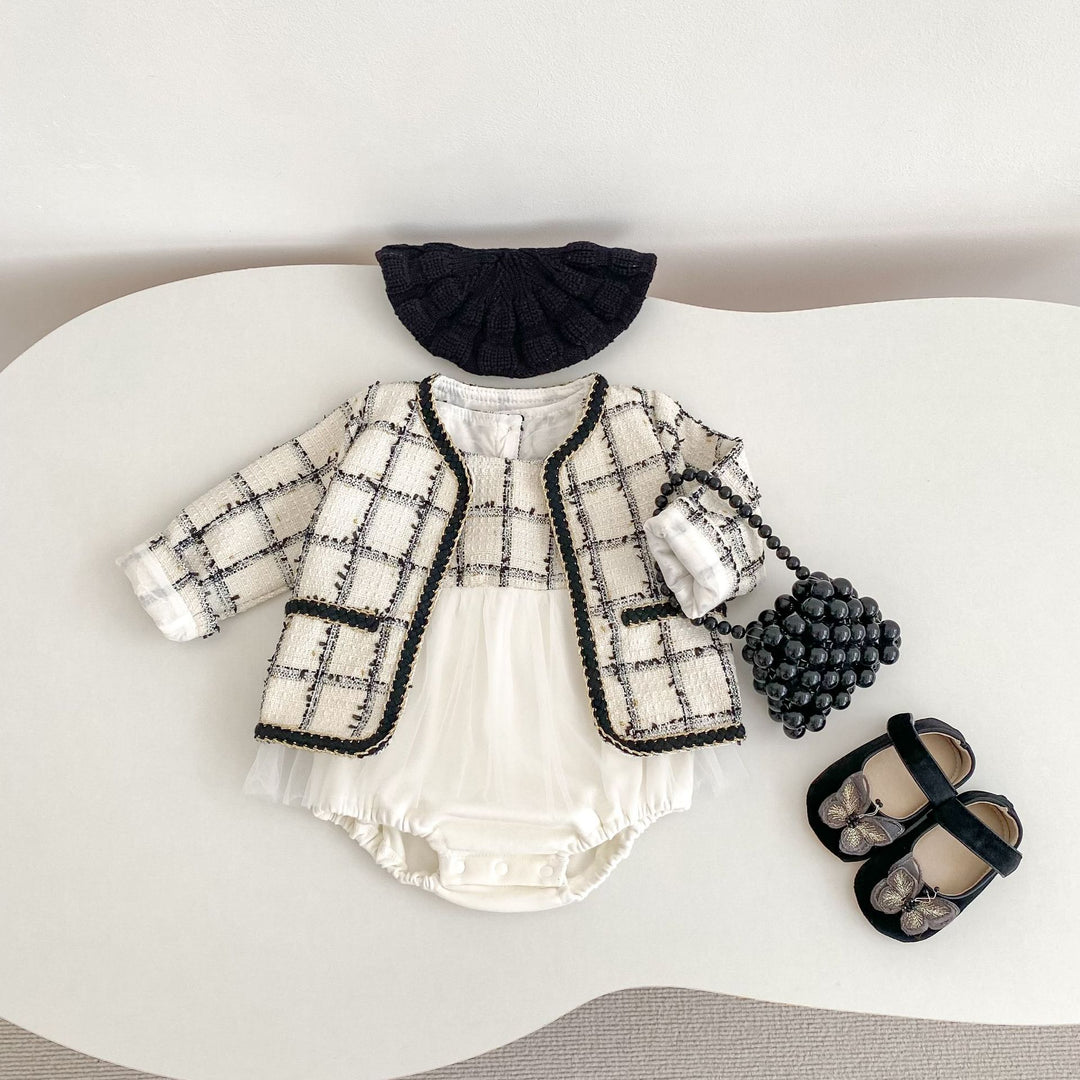 【73-100】ノースリーブチュールロンパース