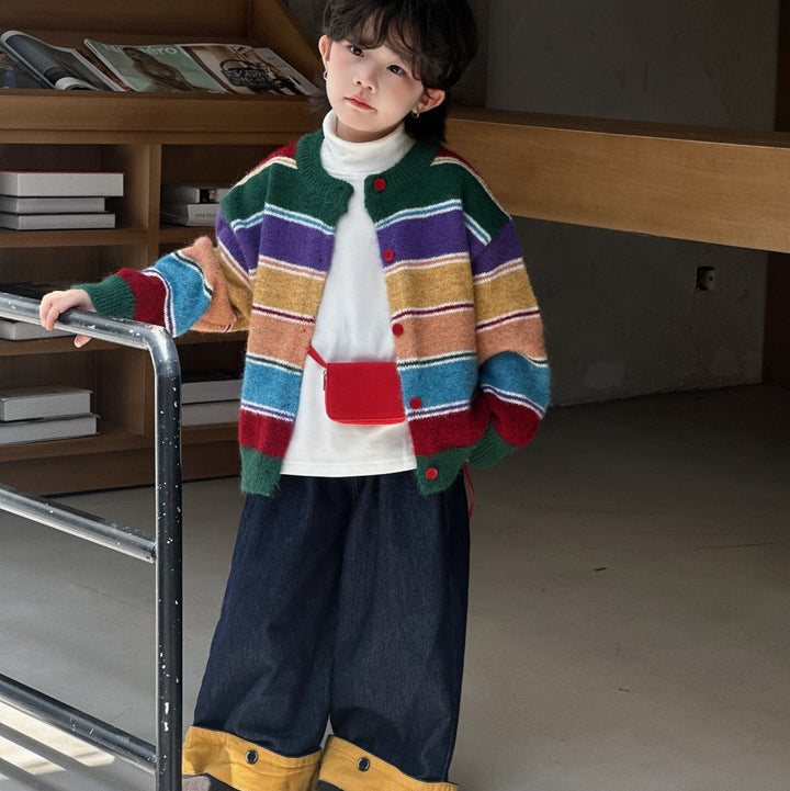 【90-150】裾折り返しストレートワイドデニム