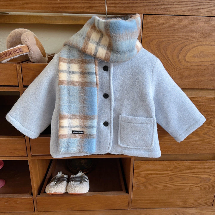 【90-140】マフラー×ラウンドカラーショートコートセット