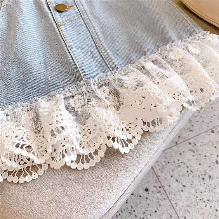 【100-140】レースヘムデニムスカート