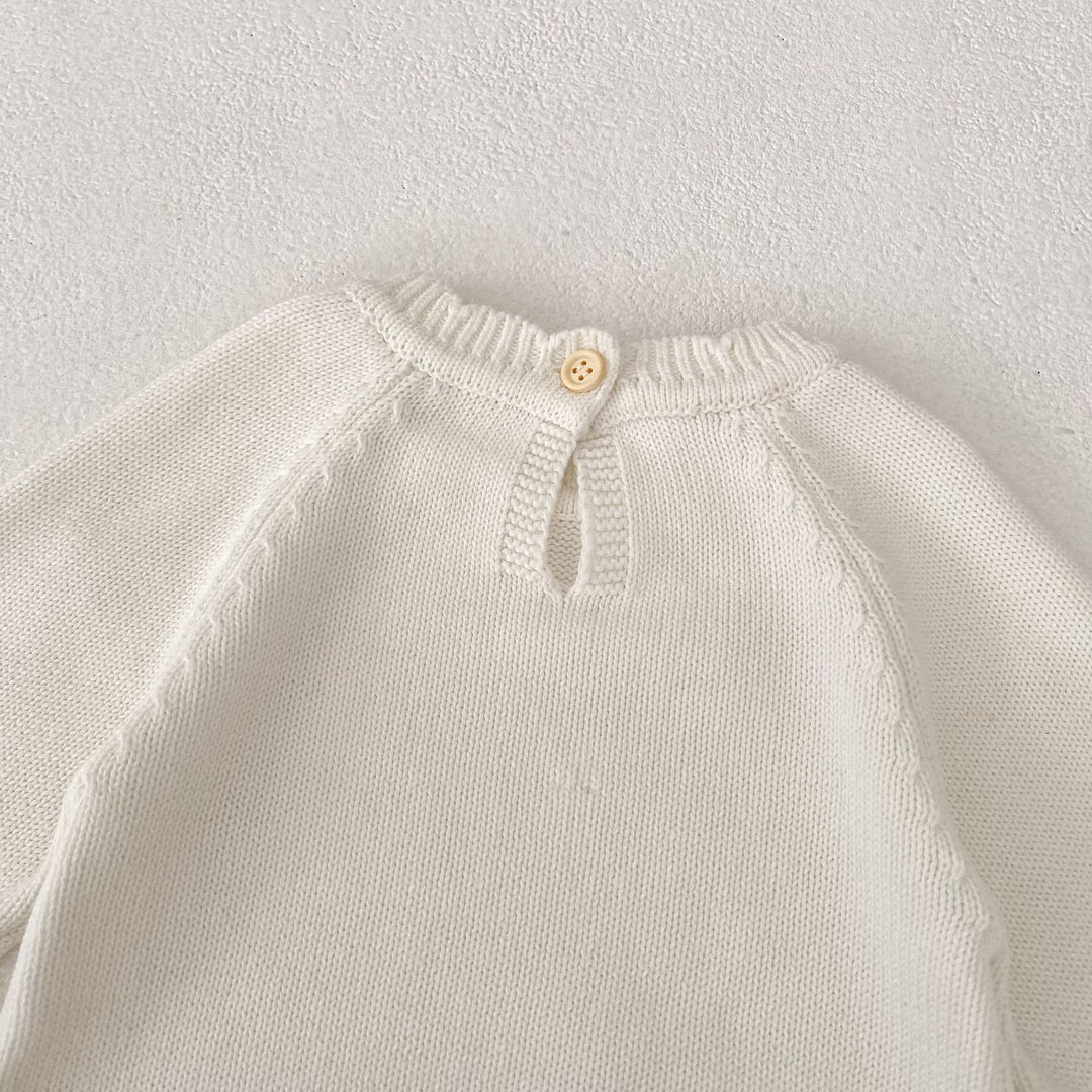 【73-90】花柄長袖ニットロンパース