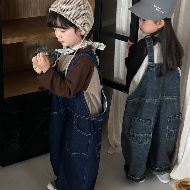 【80-140】ワイドデニムサロペット