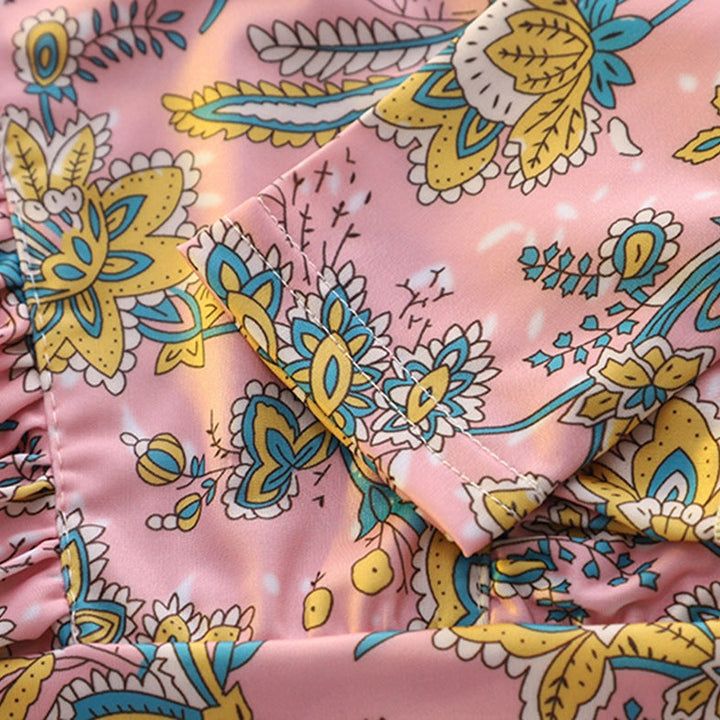 【100-140】フリルデザインパターンプリントスイムウェア