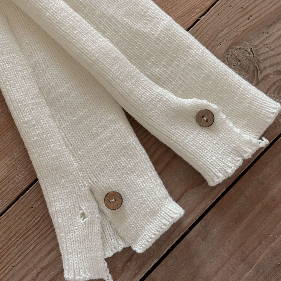 裾ボタンバイカラーレッグウォーマー