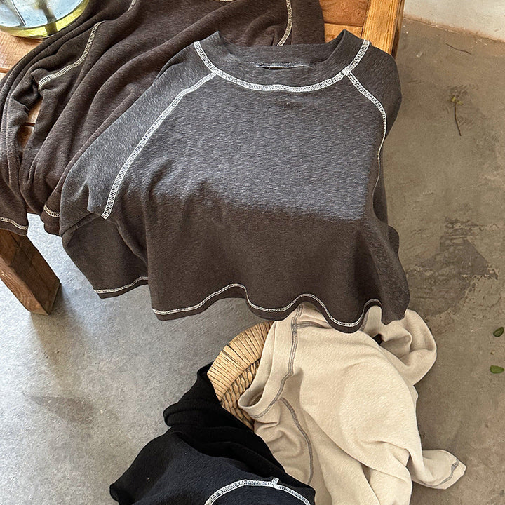 【80-140】ラインデザイン長袖カットソー