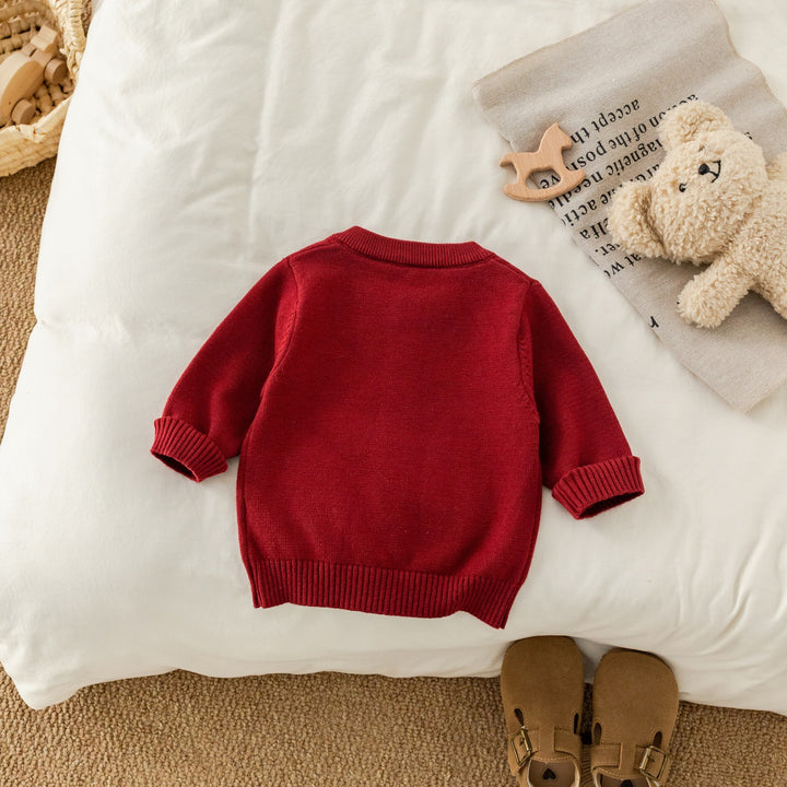 【73-100】ワンポイント刺繍ニットカーディガン