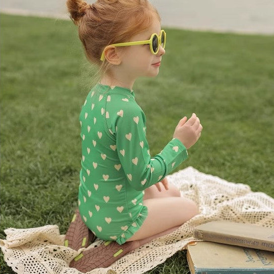 【90-150】フロントジップ総柄スイムウェア